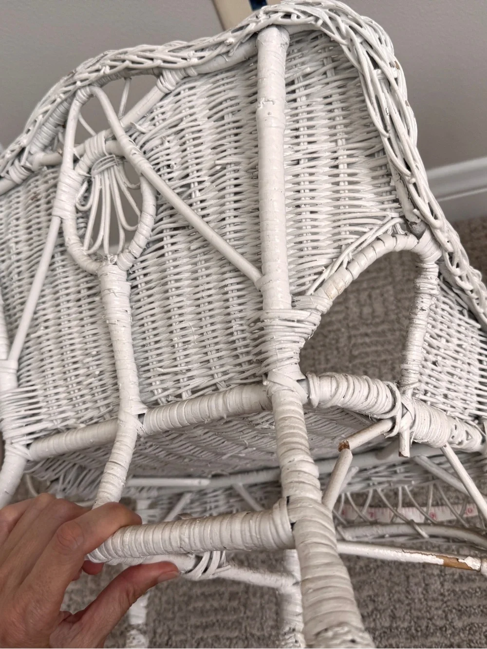 Vintage children’s large doll rattan furniture chair